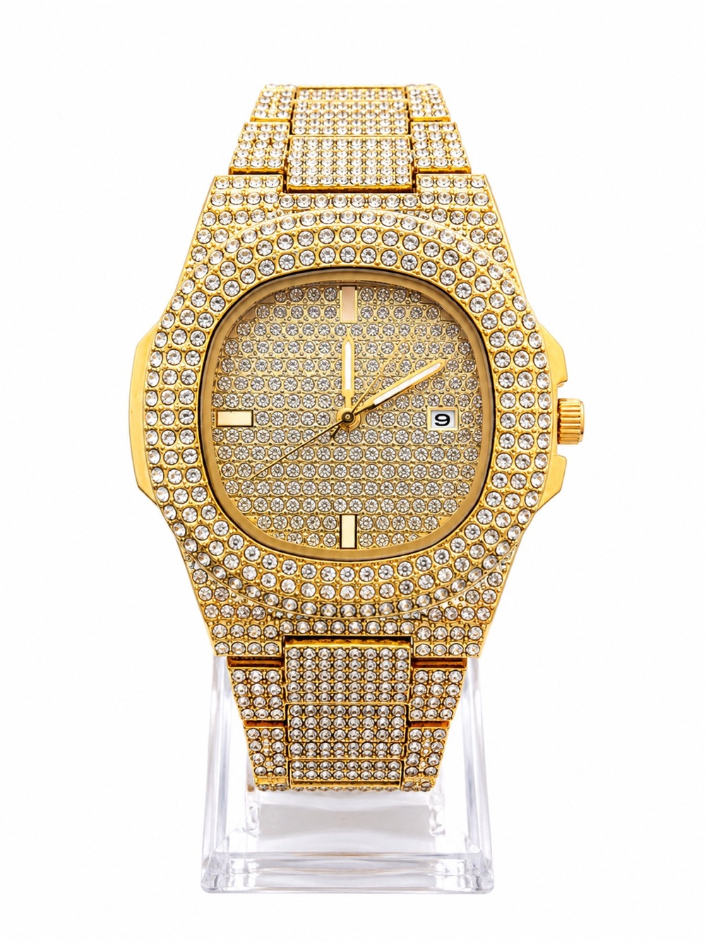Iced Out Men’s  Gold Watch Nautilus Style